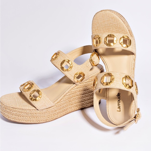 Larroude Milan Espadrille In Beige Raffia - Picture 10 of 13